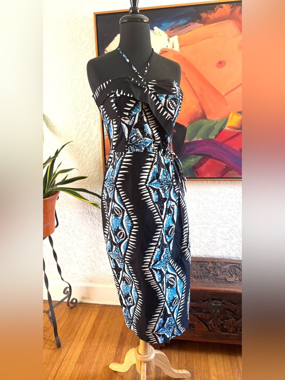 Wonderful Retro 1950’s Style Hawaiian Sarong Dress with an Alfred Shaheen print! - Picture 2 of 6
